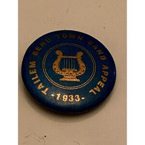 VINTAGE 1933 AUSTRALIA tailem bend town band appeal harp pinback button